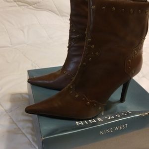 Nine West Brown Studded Boots
